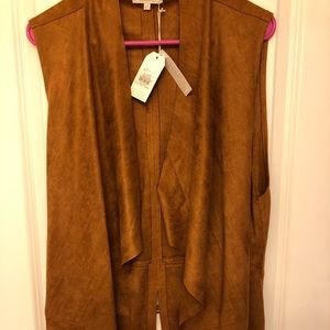 FAUX SUEDE BELTED VEST